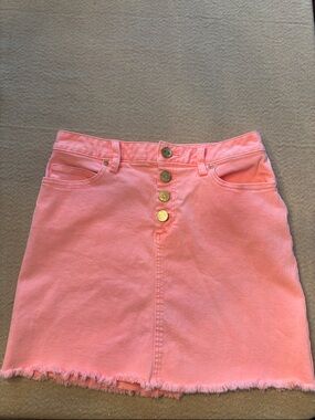 Lilly Pulitzer Pink Button-Front Denim Skirt